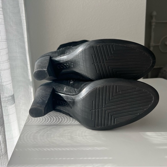 ECCO Womens 39 8 8.5 Tall Black Nubuck Leather Harness Riding Boots - Picture 5 of 5